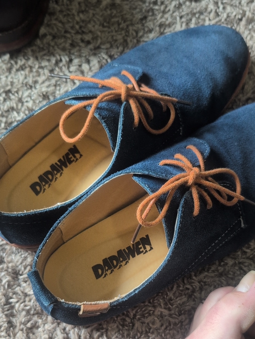 Dadawen Men's Navy Suede Chukka Boot with Tan Laces
